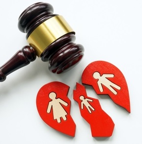 Judges gavel and broken heart family cutout